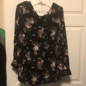 Loft black floral blouse